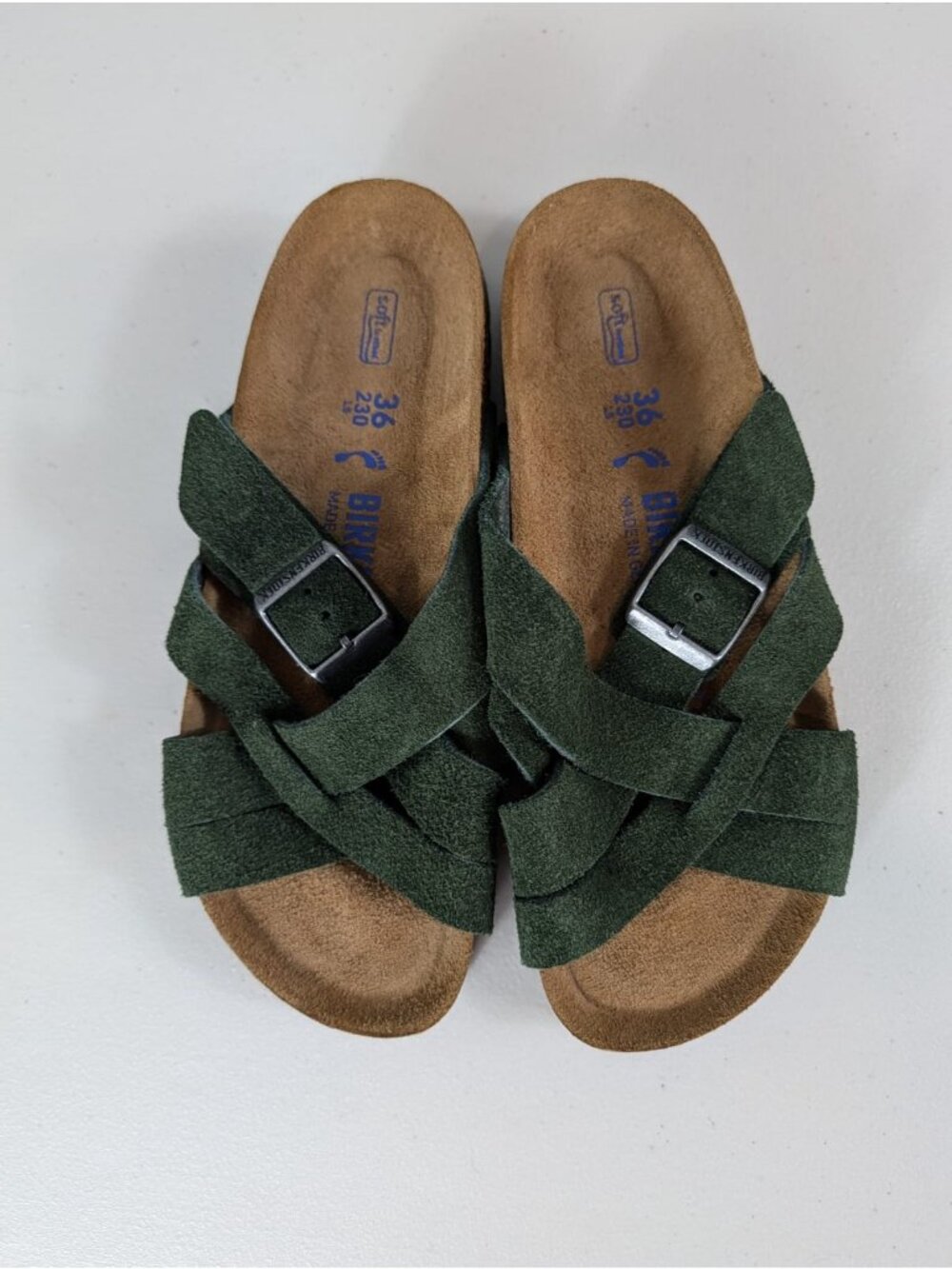 Birkenstock New w/o Box Lugano Mountain green soft suede women's size 5 - Picture 2 of 10
